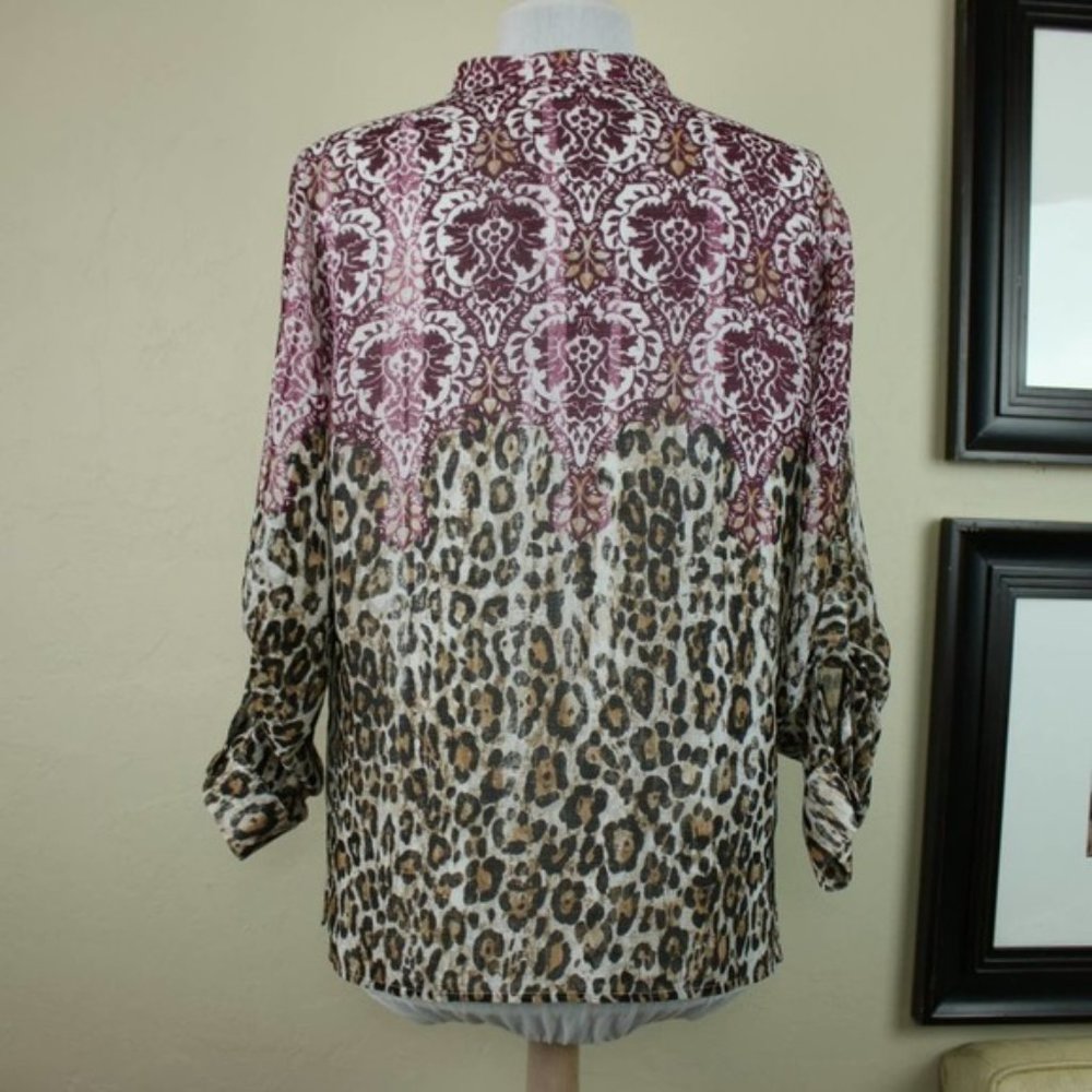 Alfred Dunner Leopard Print Button Up Long Sleeve - image 5